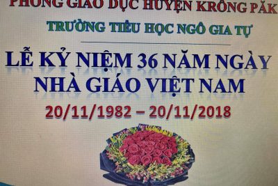 Lễ kỉ niệm 36 năm ngày nhà giáo Việt Nam  ( 20/11/1982 – 20/11/2018 ). Tập thể trường Tiểu học Ngô Gia Tự xin chân thành cảm ơn sự quan tâm của cấp lãnh đạo, của quý bậc phụ huynh, của các thầy cô giáo! Chào thân ái và quyết thắng!
